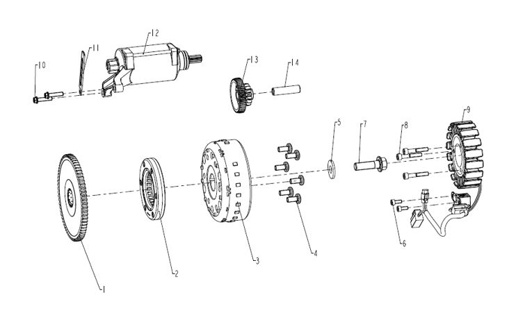 STARTING LARGE GEAR ASSEMBLY