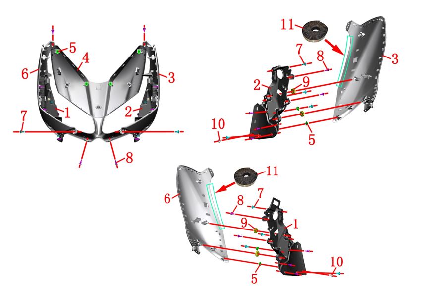 ZT350T-D front left panel (green bamboo blue)
