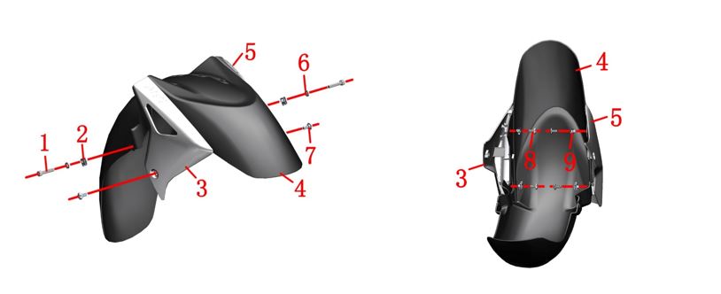 ZT350T-D front mudguard left part (green bamboo blue-decal cool gray-ABS)