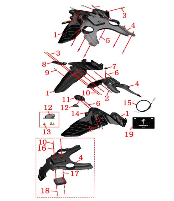 KD200-C rear licence plate bracket