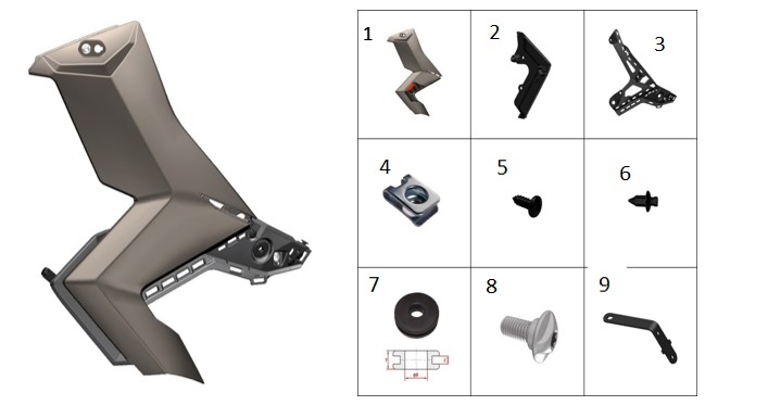 ZT368T-G Head side panel lining connection bracket